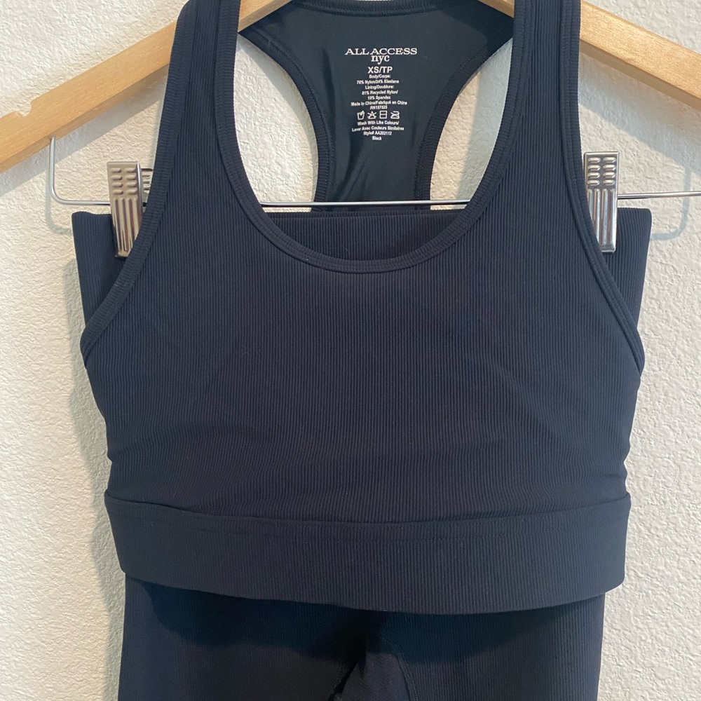 ALL ACCESS Black Ribbed Tank Top and pants